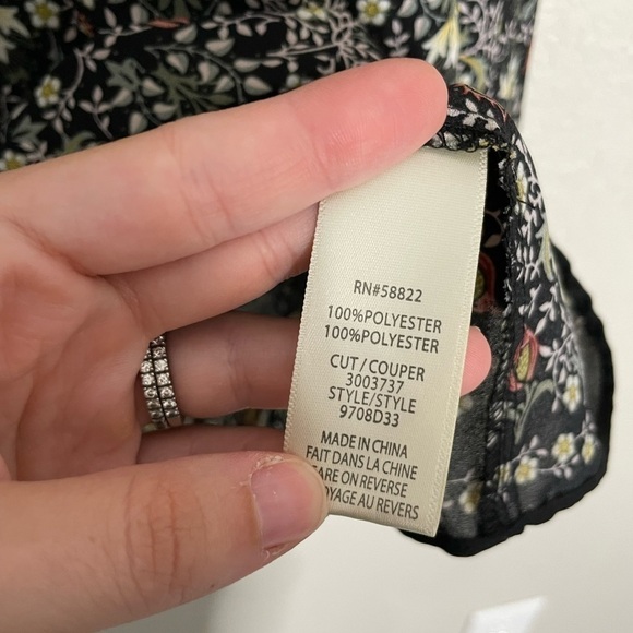 Max Studio Wildflower Floral Black Base Long Sleeve Blouse XS - Picture 5 of 6